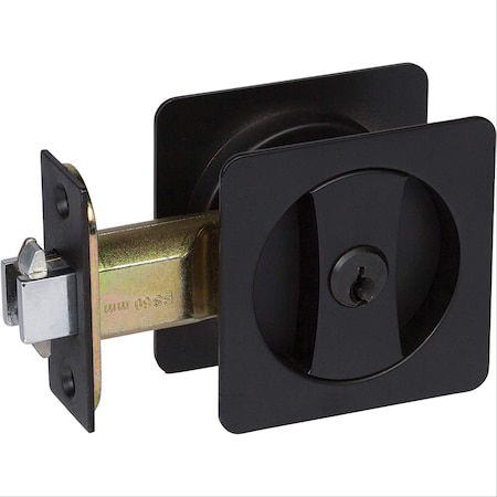 Delaney Hardware Contemporary Square Black Entry Door Sliding Pocket Door Lock 370004